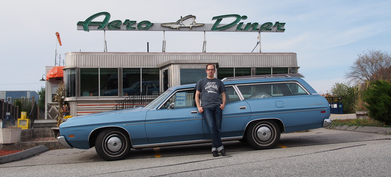 In front of the Aero Diner in North Windam, Connecticut. Photo Credit: Charles Tao